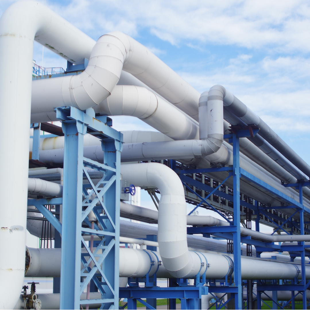 Packed-bed scrubber train at chemical facility